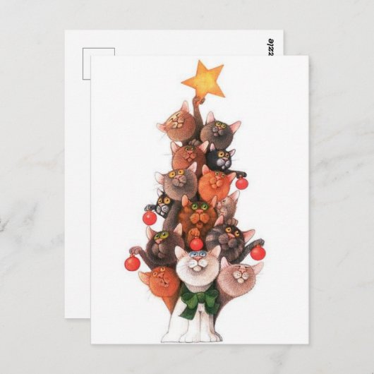Carte Postale Sapin de Noël en chats (Devant / Derrière)