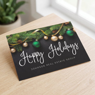 Carte Postale Sapin de Noël et Boules Joyeuses Fêtes