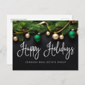 Carte Postale Sapin de Noël et Boules Joyuses Fêtes (Devant / Derrière)