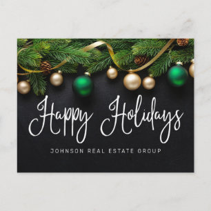 Carte Postale Sapin de Noël et Boules Joyuses Fêtes