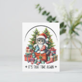 Carte Postale Sapin de Noël et chat 2025 (Debout devant)