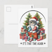 Carte Postale Sapin de Noël et chat 2025 (Devant / Derrière)