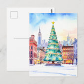 Carte Postale Sapin de Noël et ligne d'horizon de New York (Devant / Derrière)