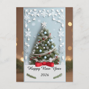 Carte Postale Sapin de Noël festif avec ornements
