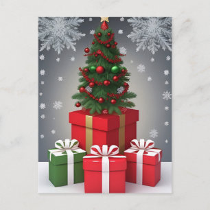 Carte Postale Sapin de Noël festif avec ornements
