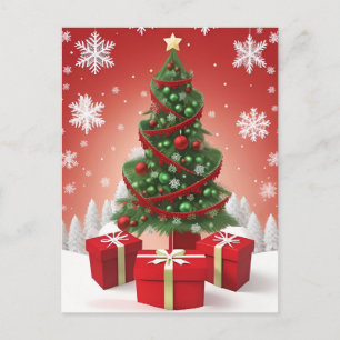 Carte Postale Sapin de Noël festif avec ornements