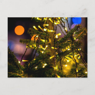 Carte Postale Sapin de Noël, Lumières décoratives