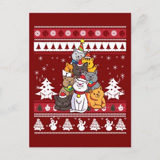 Carte Postale Sapin de Noël pour Chat (Devant)
