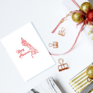 Carte Postale Sapin de Noël Scandi Minimaliste Simple Vacances 
