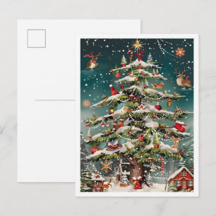 Carte Postale Sapin de Noël vintage