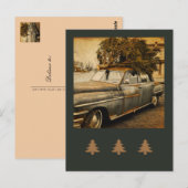 Carte Postale Sapin de Noël Vintage dans une voiture (Devant / Derrière)