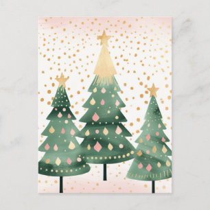 Carte Postale Sapins de Noël à boules colorées