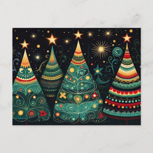 Carte Postale Sapins de Noël élégants (Devant)