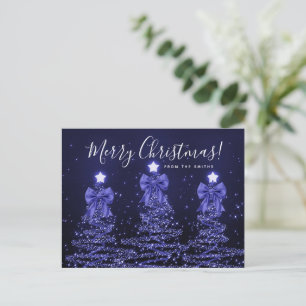Carte Postale Sapins de Noël Navy Élégants des Fêtes Rubans