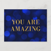 Carte Postale Sapphire Blue Bokeh Lights Or Vous Êtes Extraordin (Devant)