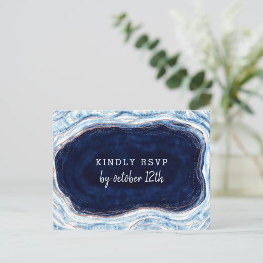 Carte Postale Sapphire Blue Geode Slice Mariage Repas Choix RSVP (Debout devant)