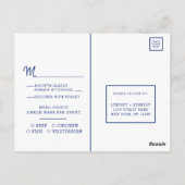 Carte Postale Sapphire Blue Geode Slice Mariage Repas Choix RSVP (Dos)