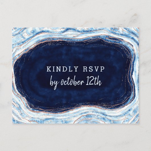 Carte Postale Sapphire Blue Geode Slice Mariage Repas Choix RSVP (Devant)