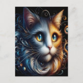Carte Postale Sapphire Gazon : Un Chat Aux Yeux Bleus (Devant)