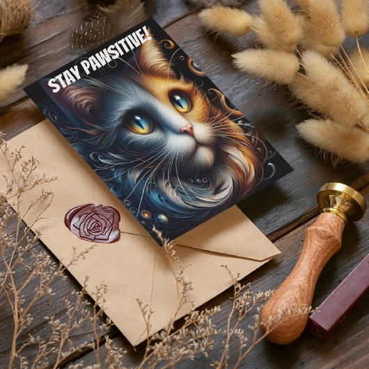 Carte Postale Sapphire Gazon : Un Chat Aux Yeux Bleus