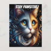 Carte Postale Sapphire Gazon : Un Chat Aux Yeux Bleus (Devant)