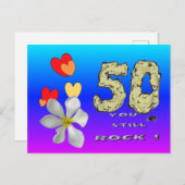 Carte postale Sara 50e anniversaire cœurs bleu vio (Devant / Derrière)