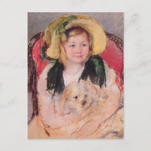 Carte Postale Sara avec son chien (par Mary Cassatt) (Devant)