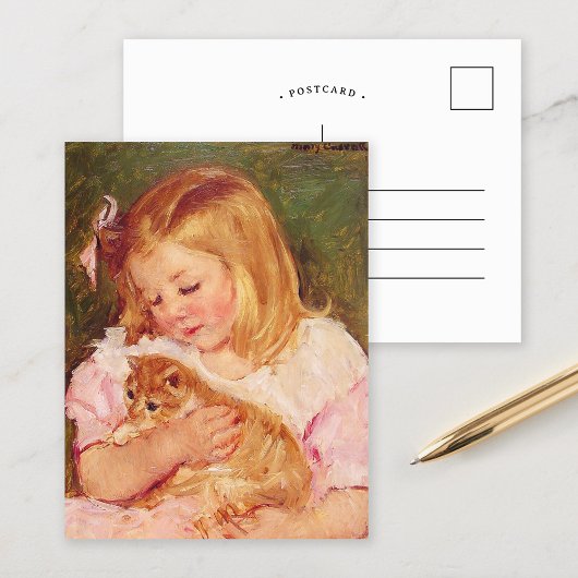 Carte Postale Sara tient un chat | Mary Cassatt