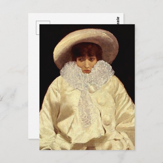 Carte Postale "Sarah Bernhardt comme Pierrot" de Giuseppe De Nit (Devant / Derrière)