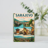 Carte Postale 🗺️ Sarajevo Monuments Voyage Mémoire Collage Aff (Debout devant)