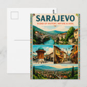 Carte Postale 🗺️ Sarajevo Monuments Voyage Mémoire Collage Aff (Devant / Derrière)