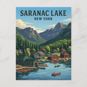 Carte Postale Saranac Lake, New York, États-Unis