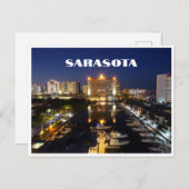 Carte Postale Sarasota Floride à Night Boats dans la Marina (Devant / Derrière)
