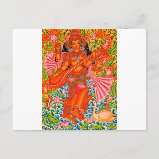 CARTE POSTALE SARASWATI HINDU GODDESS OF LEARNING TANJORE (Devant)