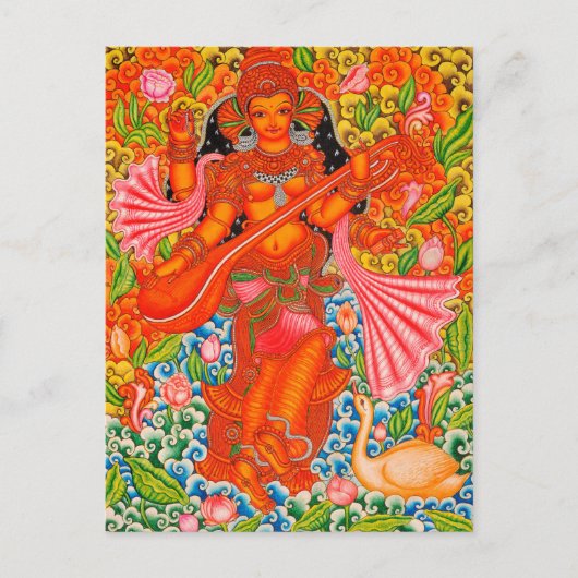 CARTE POSTALE SARASWATI HINDU GODDESS OF LEARNING TANJORE (Devant)