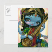 Carte postale "Saraswati Jouer à Veena" (Devant / Derrière)