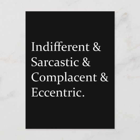 Carte Postale Sarcastic Funny List Design (Devant)