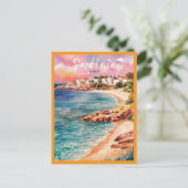 Carte Postale Sardaigne Italie Plage aquarelle peinture (Debout devant)