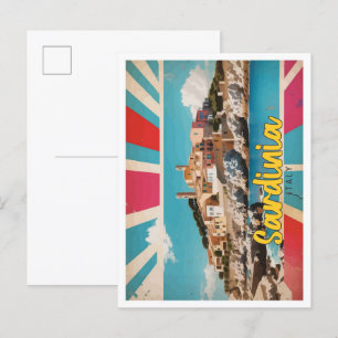 Carte Postale Sardaigne Italie Pop Art Voyage Illustration