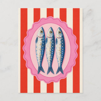 Carte Postale Sardine Poisson rétro Méditerranéen Côté Naissance