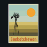 Carte Postale Saskatchewan Canada<br><div class="desc">Ce design présente une affiche minimaliste rétro de Saskatchewan,  Canada.</div>