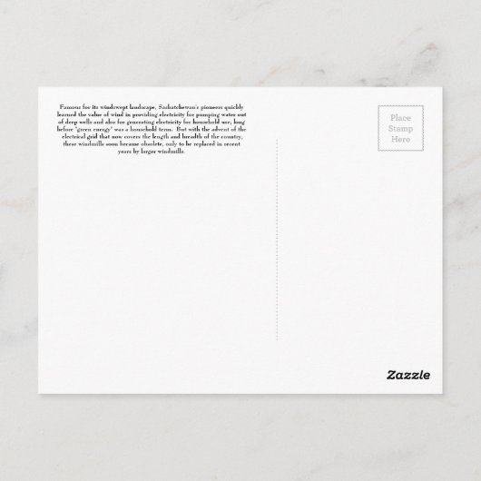 Carte postale Saskatchewan Canada "Winds of Change (Dos)