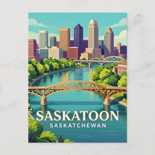 Carte Postale Saskatoon Saskatchewan Prairie Skyline 🌿 (Devant)