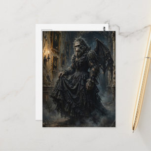 Carte Postale Sasquatch avec ailes de chauve-souris gothique