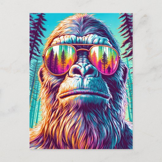 Carte Postale Sasquatch cool avec lunettes de soleil dans les Bo (Devant)