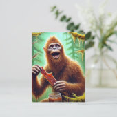 Carte Postale Sasquatch dans la forêt de mossy avec pot de boeuf (Debout devant)