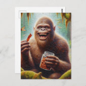 Carte Postale Sasquatch dans la forêt de Mossy avec pot trouvé j (Devant / Derrière)