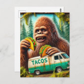 Carte Postale Sasquatch dans la forêt de Mossy avec tacos (Devant / Derrière)