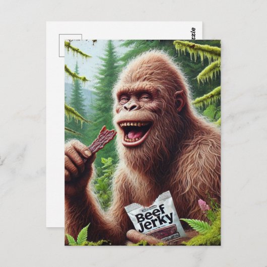 Carte Postale Sasquatch dans une forêt humide (Devant / Derrière)