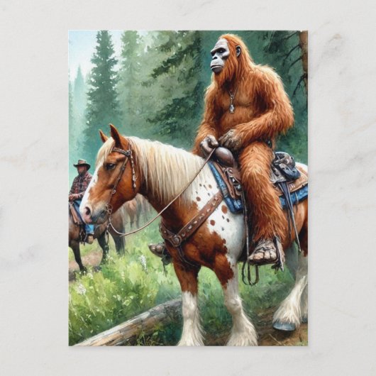 Carte Postale Sasquatch Dirige Un Cheval (Devant)